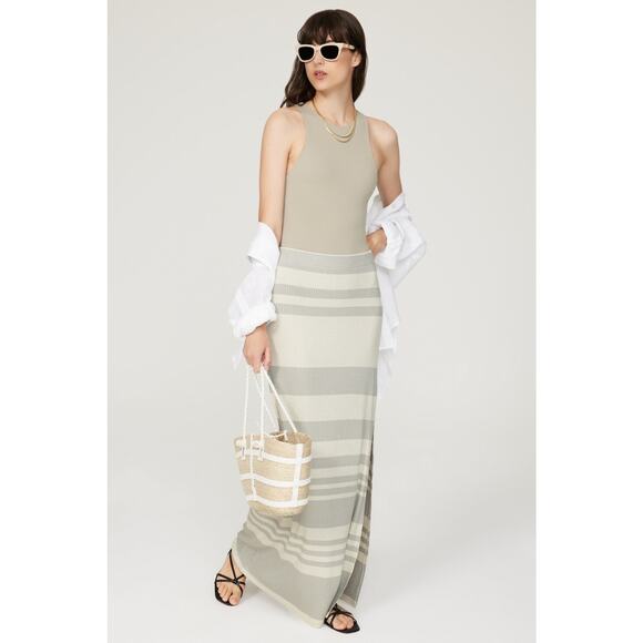 Splendid Coco Metallic Striped Ribbed Knit Side Slit Maxi Skirt Size Small - Picture 1 of 14